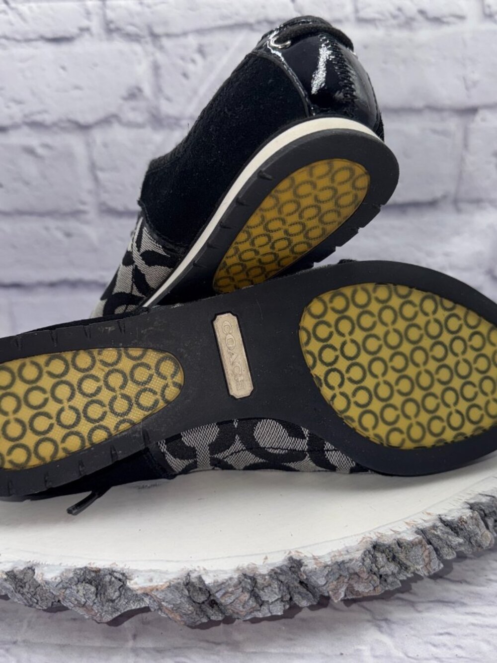 Coach Shoes Womens 7M Kelbie Casual Low Sneakers Black Suede Lace Up Flats - Picture 12 of 12